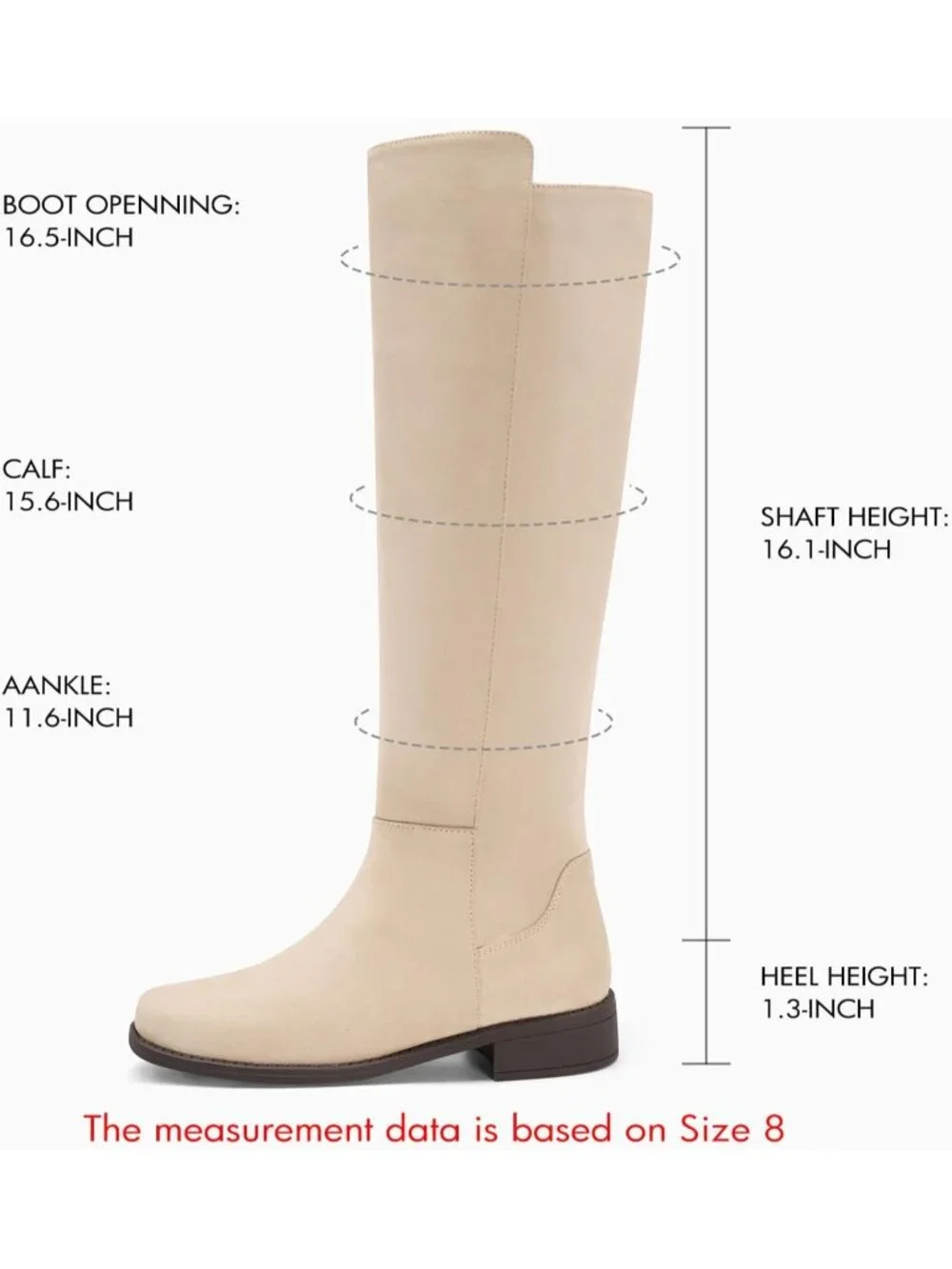 Women's Beige Suede Chunky Block Low Heel Round Toe Side Zipper Knee High Boots